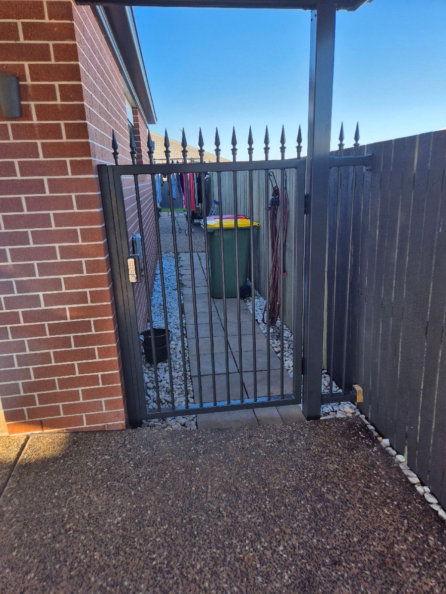 after Monument Powder-coated Steel Swing Gate – Gate + Fence, Highfields