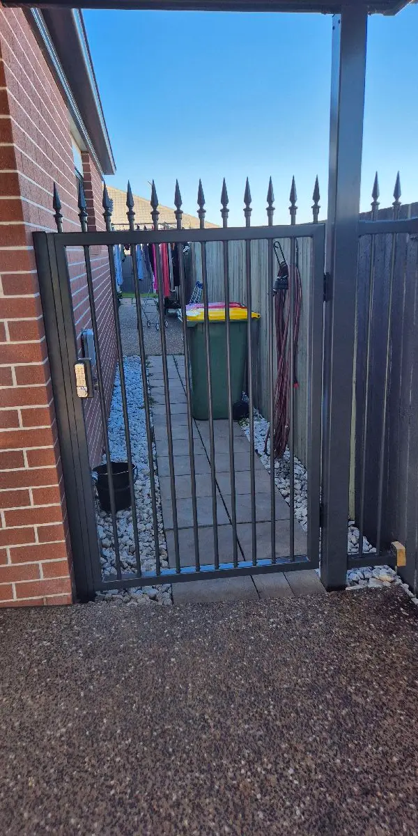 after Monument Powder-coated Steel Swing Gate – Gate + Fence, Highfields