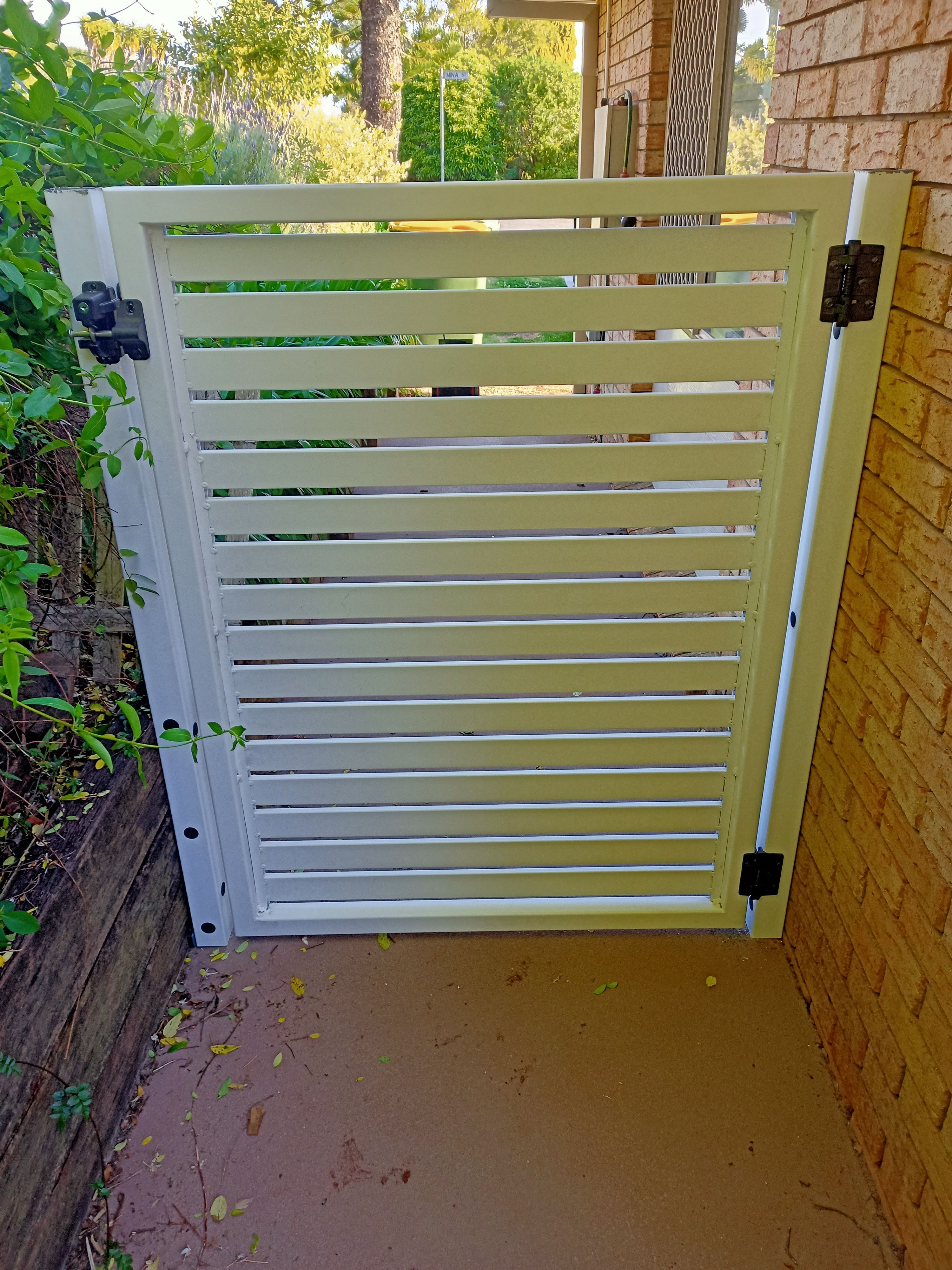 after White Powder-coated Aluminium Swing Gate – 2x PA Gates, Rangeville