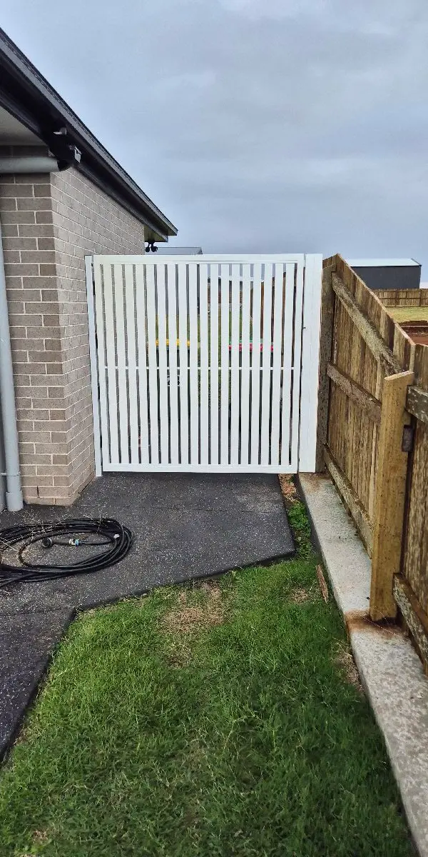 after Pro Texture White Powder-coated Aluminium Swing Gate – Single Swing Gate, Highfields