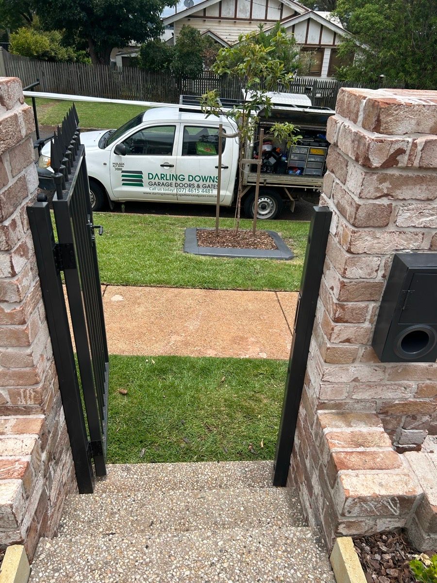 after Black Powder-coated Aluminium Swing Gate – Gate + Fence, Mount Lofty