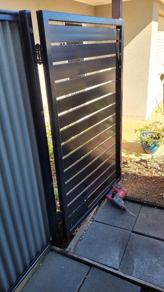after Black Powder-coated Steel Swing Gate – PA Gate, North Toowoomba