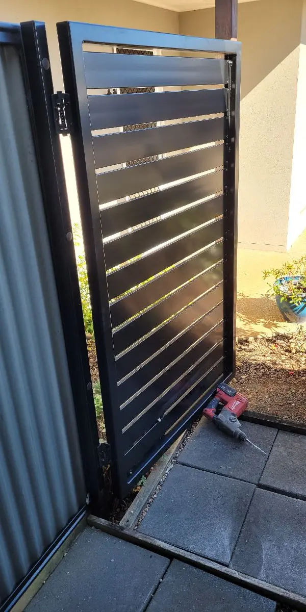 after Black Powder-coated Steel Swing Gate – PA Gate, North Toowoomba