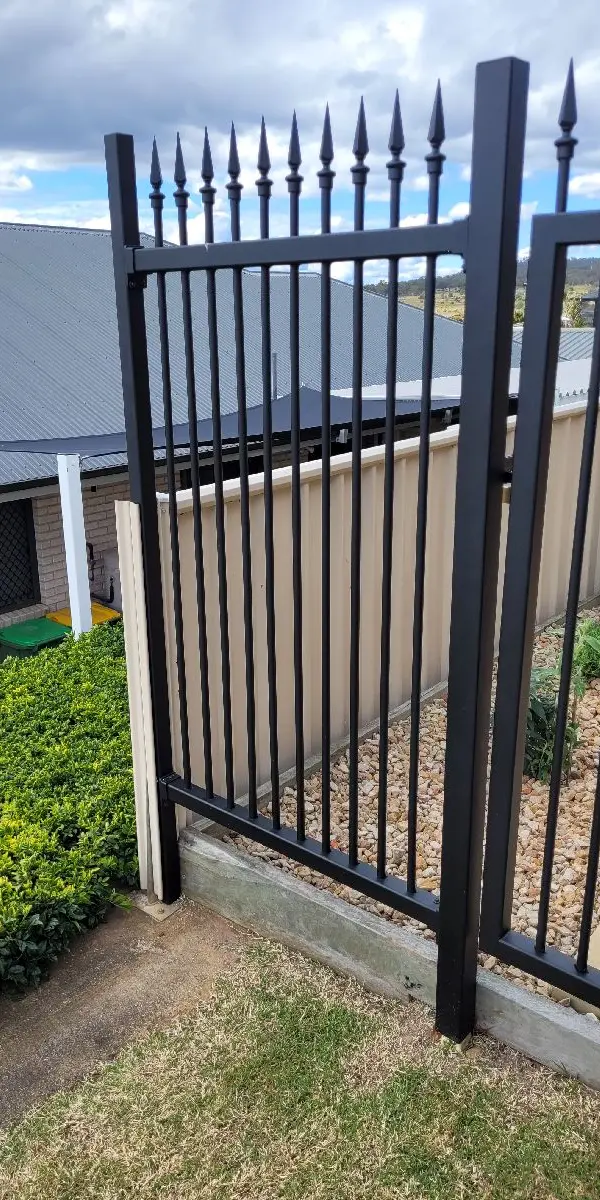 after Black Powder-coated Steel Swing Gate – Swing + PA Gate, Westbrook