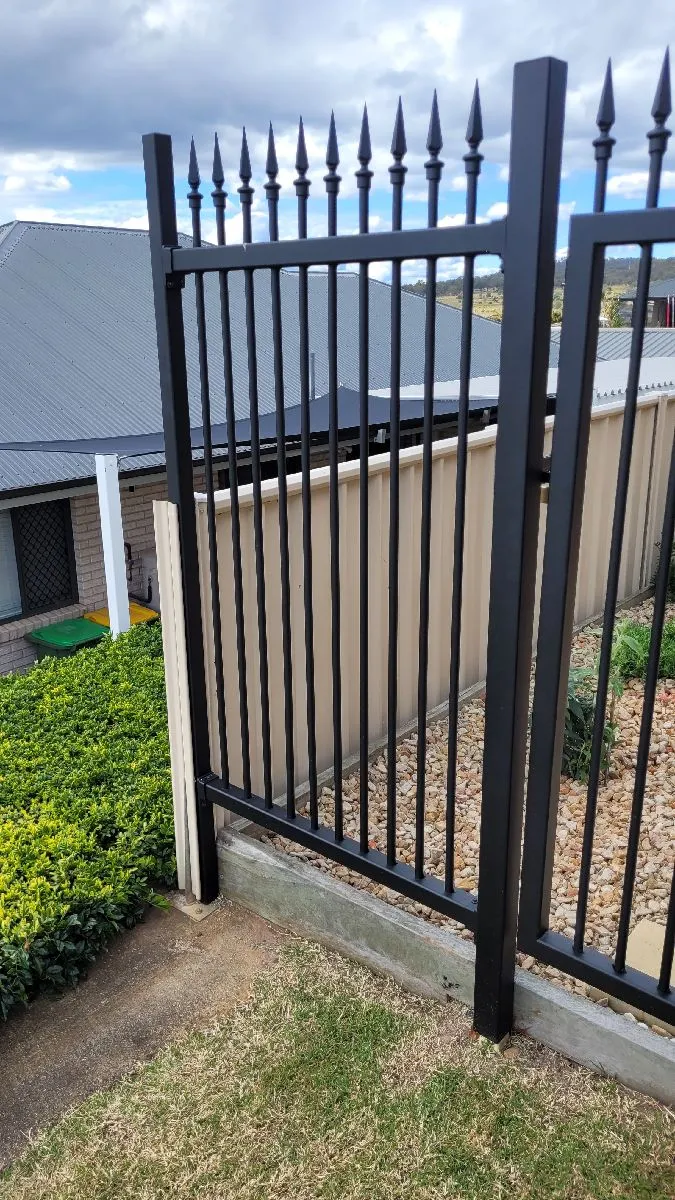 after Black Powder-coated Steel Swing Gate – Swing + PA Gate, Westbrook