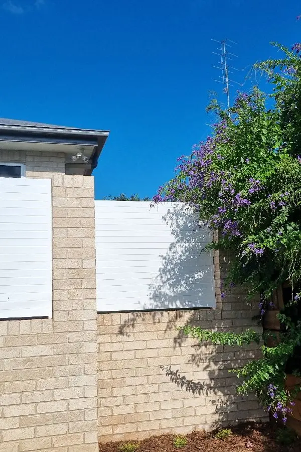 after White Powder-coated Aluminium Custom Door – Slat Infills, Rangeville