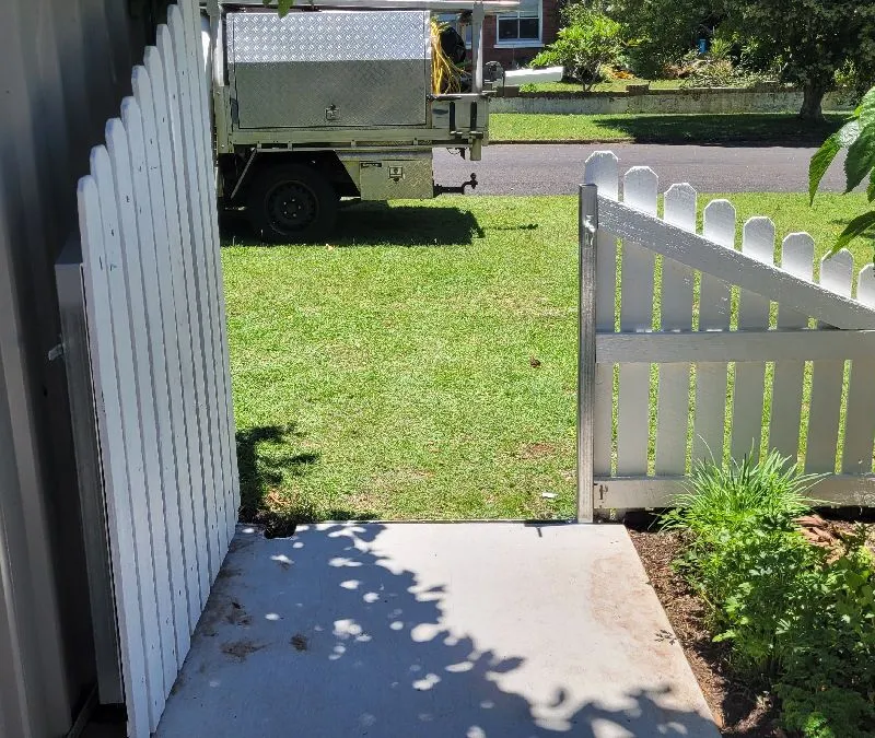 after White Timber + Galvanised Frame Swing Gate – PA Gate, South Toowoomba