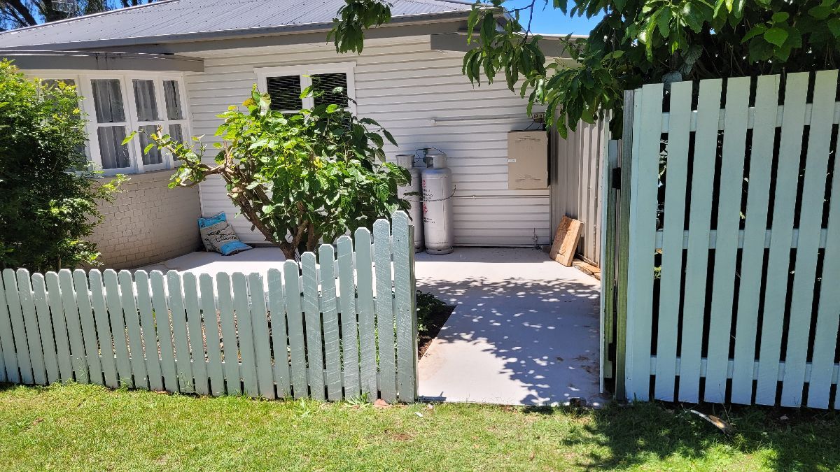 after White Timber + Galvanised Frame Swing Gate – PA Gate, South Toowoomba