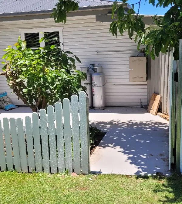 after White Timber + Galvanised Frame Swing Gate – PA Gate, South Toowoomba