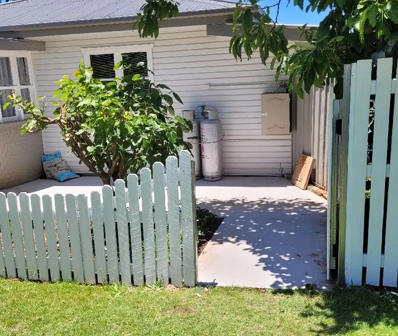 after White Timber + Galvanised Frame Swing Gate – PA Gate, South Toowoomba