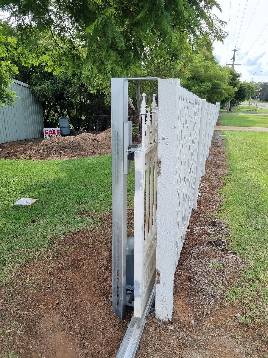 after White Timber Sliding Gate – Sliding Gate (Conversion from Swing), Torrington