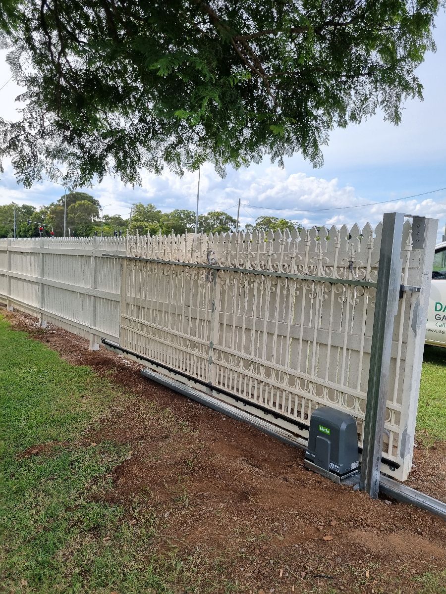 after White Timber Sliding Gate – Sliding Gate (Conversion from Swing), Torrington