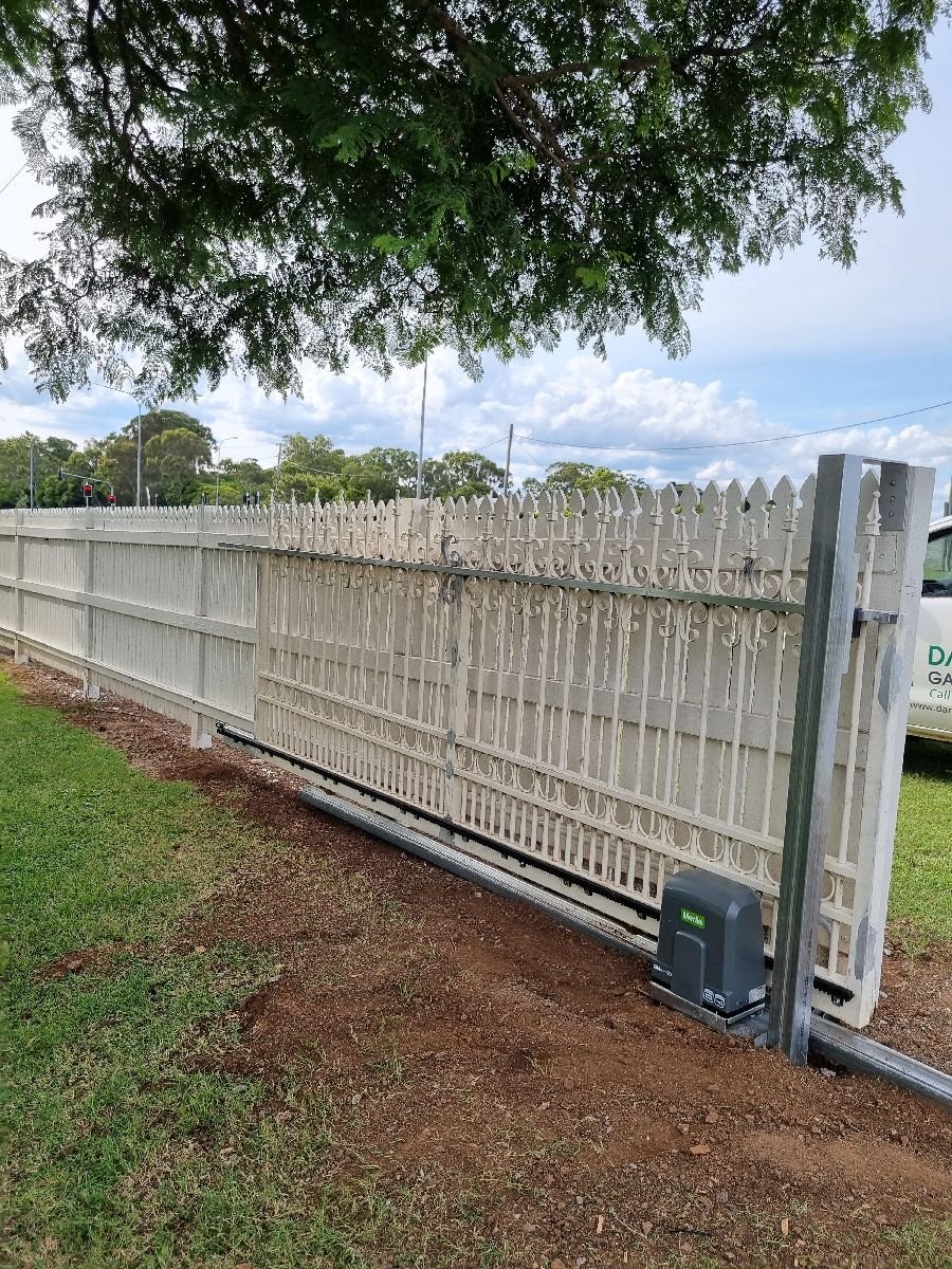after White Timber Sliding Gate – Sliding Gate (Conversion from Swing), Torrington