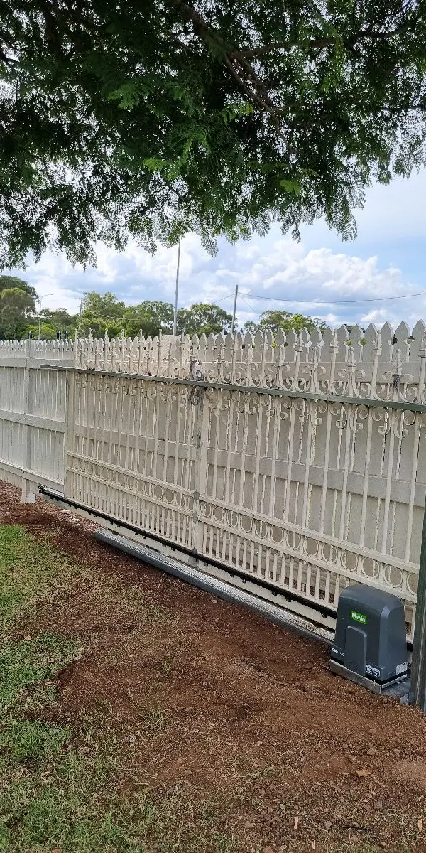 after White Timber Sliding Gate – Sliding Gate (Conversion from Swing), Torrington