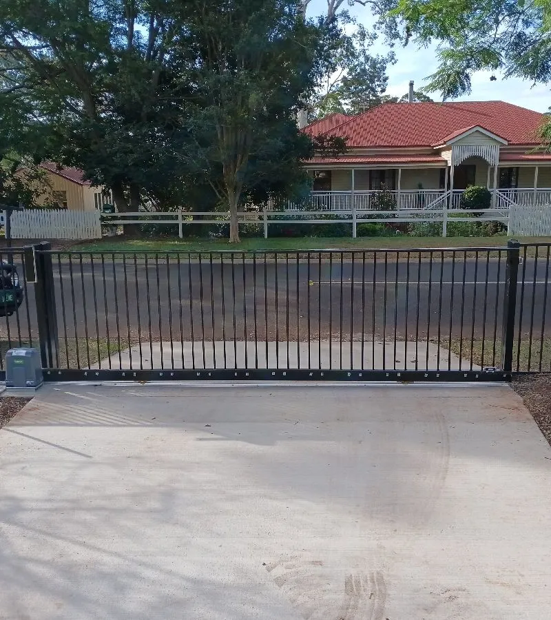 after Black Powder-coated Aluminium Sliding Gate – Slide Gate + Motor, Highfields