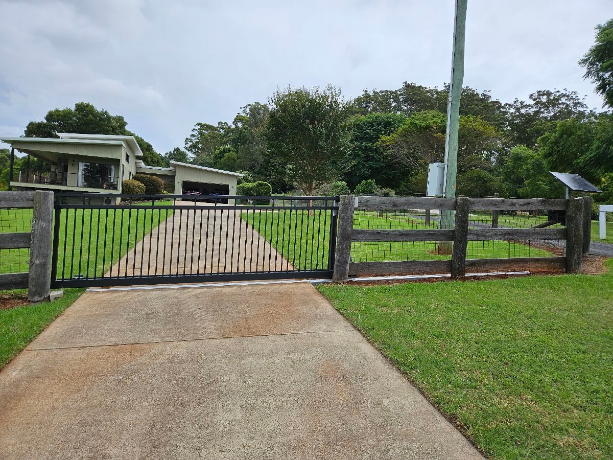 after Black Powder-coated Aluminium Sliding Gate – Slide Gate + Motor, Cabarlah