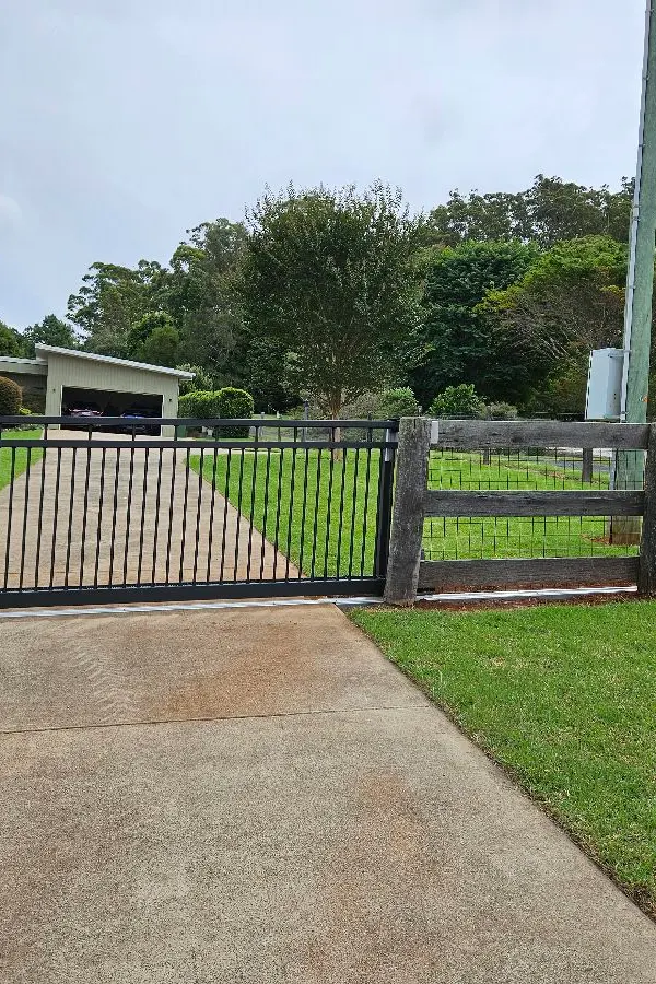 after Black Powder-coated Aluminium Sliding Gate – Slide Gate + Motor, Cabarlah