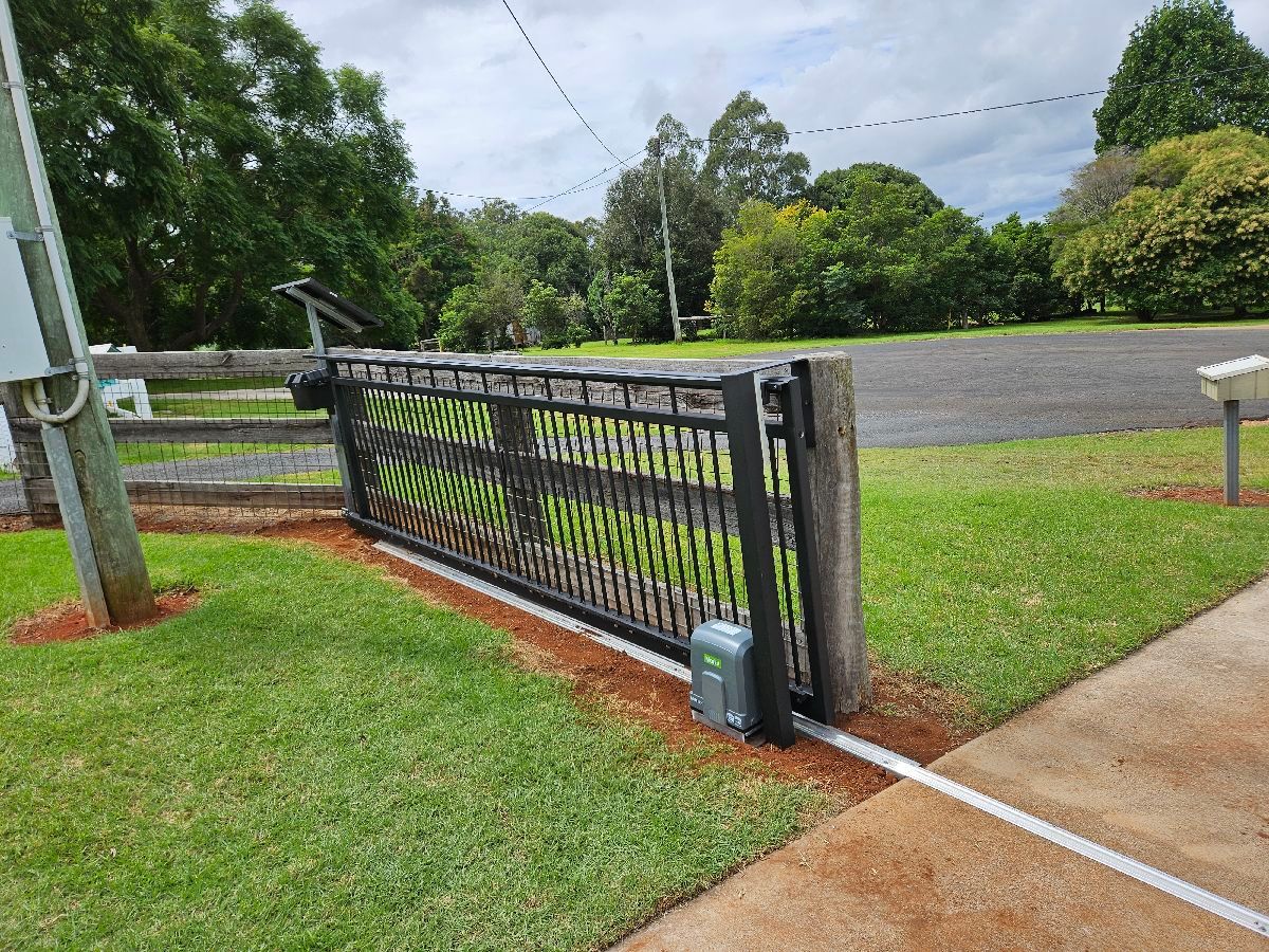 after Black Powder-coated Aluminium Sliding Gate – Slide Gate + Motor, Cabarlah