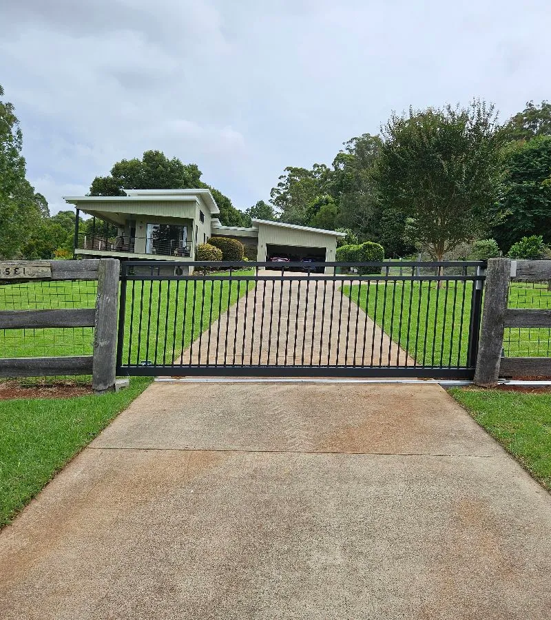 after Black Powder-coated Aluminium Sliding Gate – Slide Gate + Motor, Cabarlah