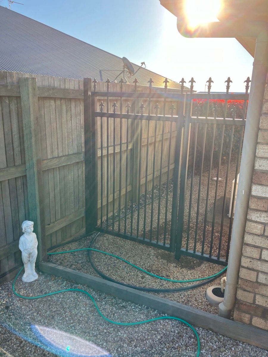 after Black Powder-coated Steel Swing Gate – Gate (Pipe with Spears + PA + Infill), Highfields
