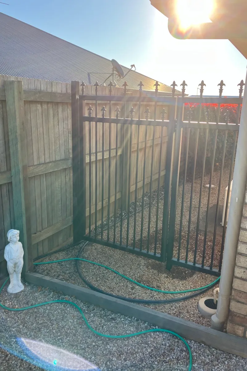 after Black Powder-coated Steel Swing Gate – Gate (Pipe with Spears + PA + Infill), Highfields