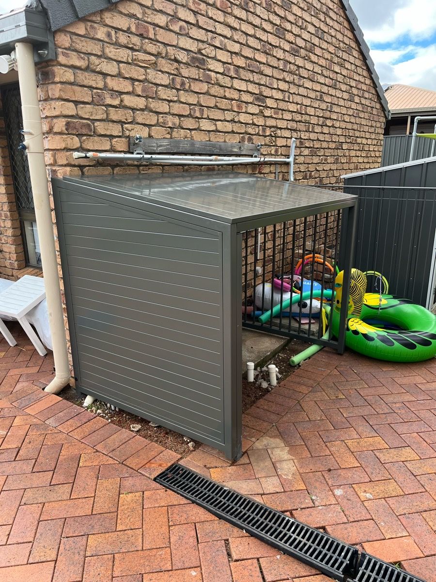 after Woodland Grey Powder-coated Aluminium Custom Door – Pool Pump Cover, Rangeville