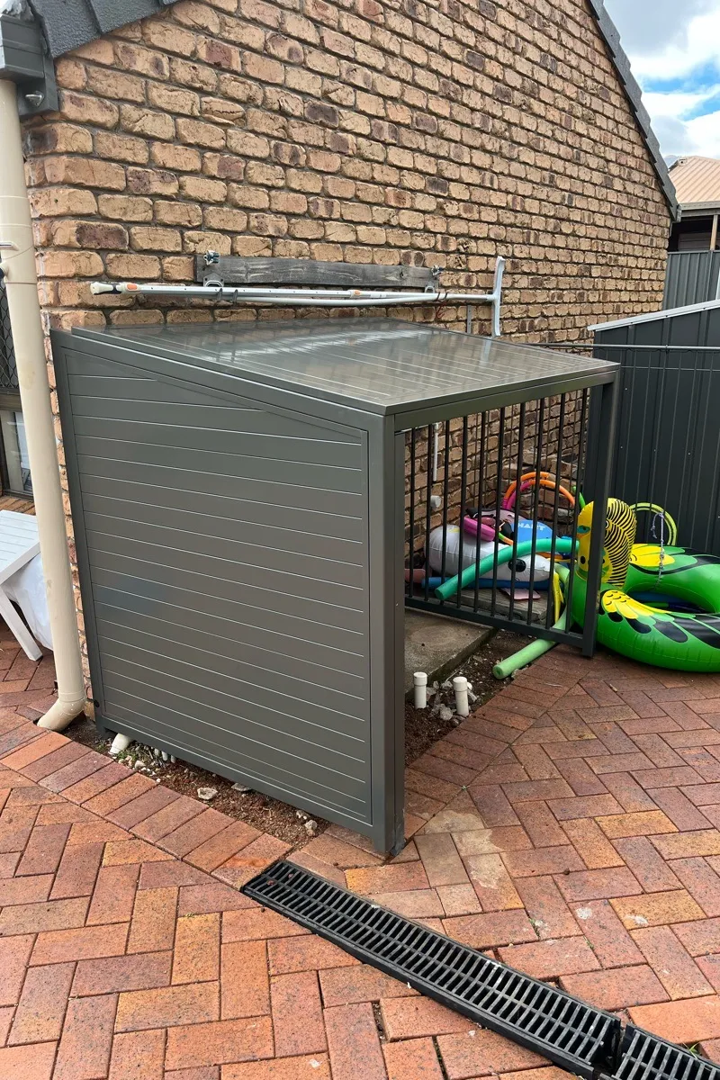 after Woodland Grey Powder-coated Aluminium Custom Door – Pool Pump Cover, Rangeville