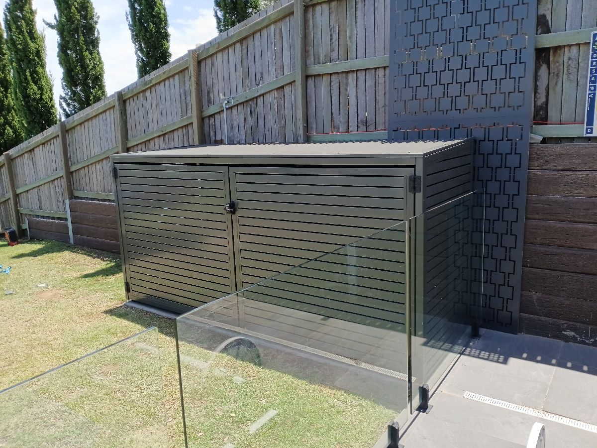 after Black Powder-coated Aluminium Custom Door – Pool Pump Cover, Highfields