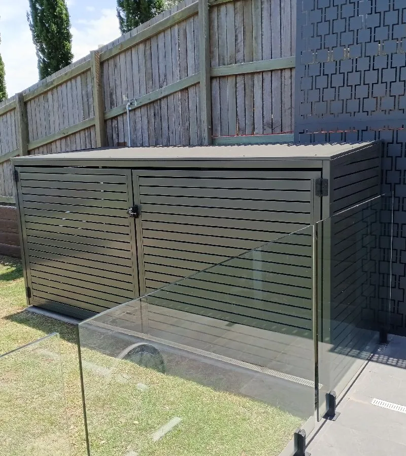 after Black Powder-coated Aluminium Custom Door – Pool Pump Cover, Highfields