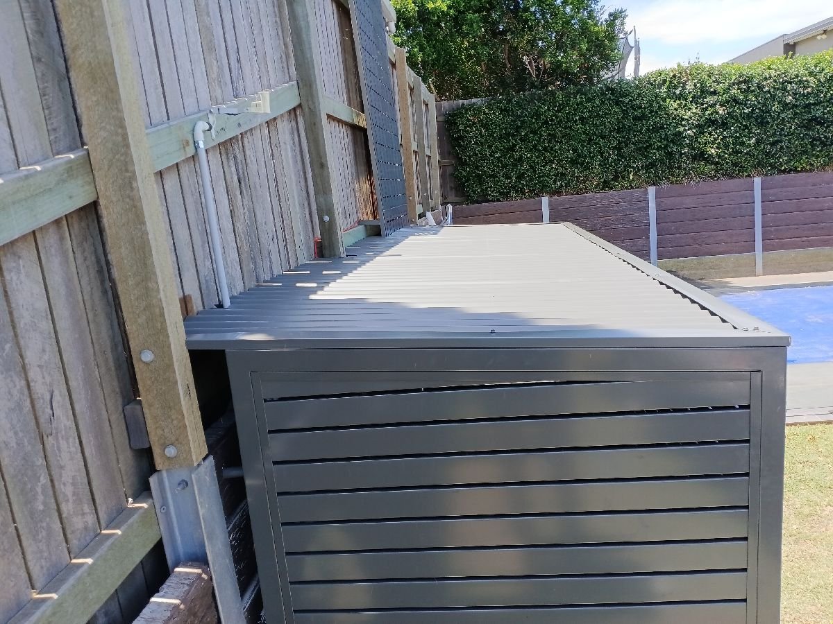 after Black Powder-coated Aluminium Custom Door – Pool Pump Cover, Highfields