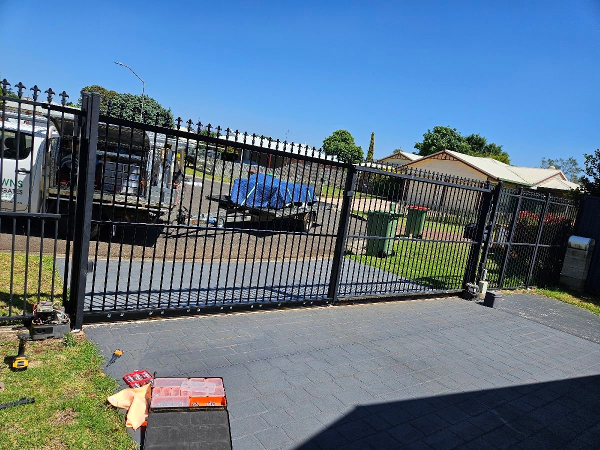 in progress Black Powder-coated Aluminium Sliding Gate – Gate Repairs, Kearneys Spring