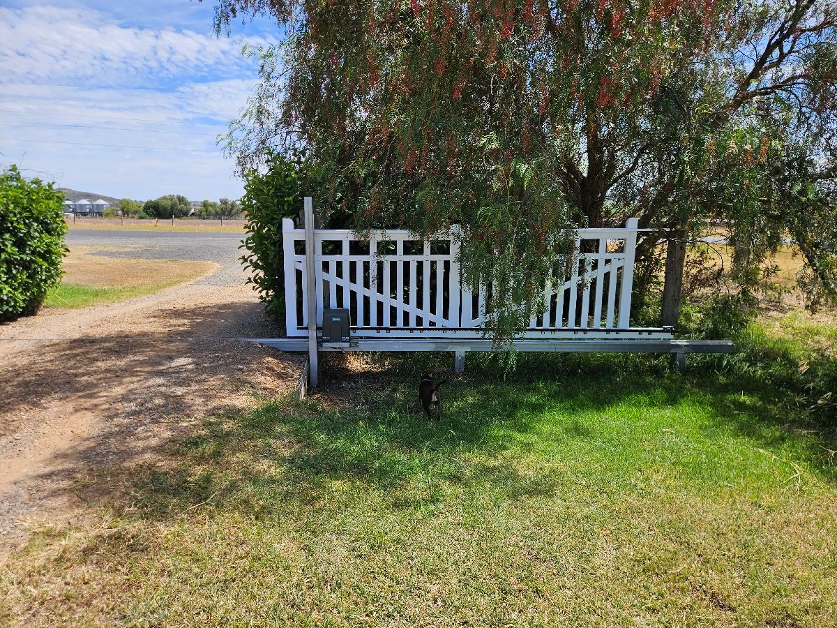 after White Powder-coated Steel Sliding Gate – Gate Vehicle Impact, Wyreema