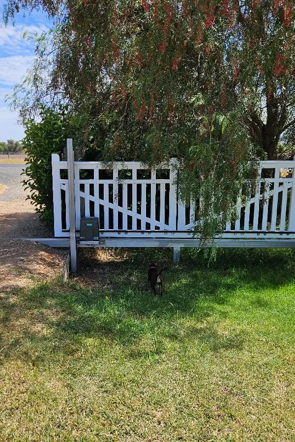 after White Powder-coated Steel Sliding Gate – Gate Vehicle Impact, Wyreema