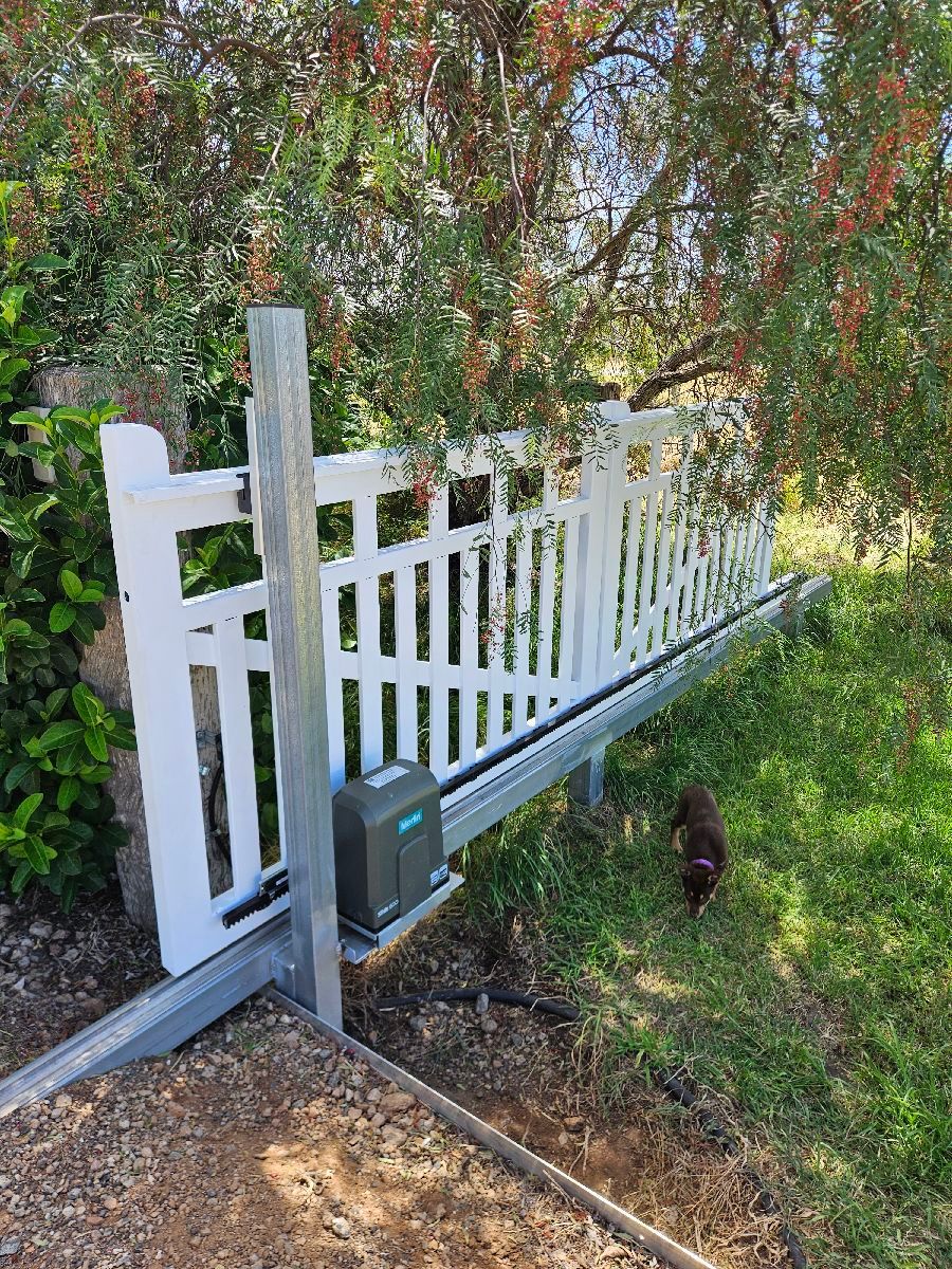after White Powder-coated Steel Sliding Gate – Gate Vehicle Impact, Wyreema