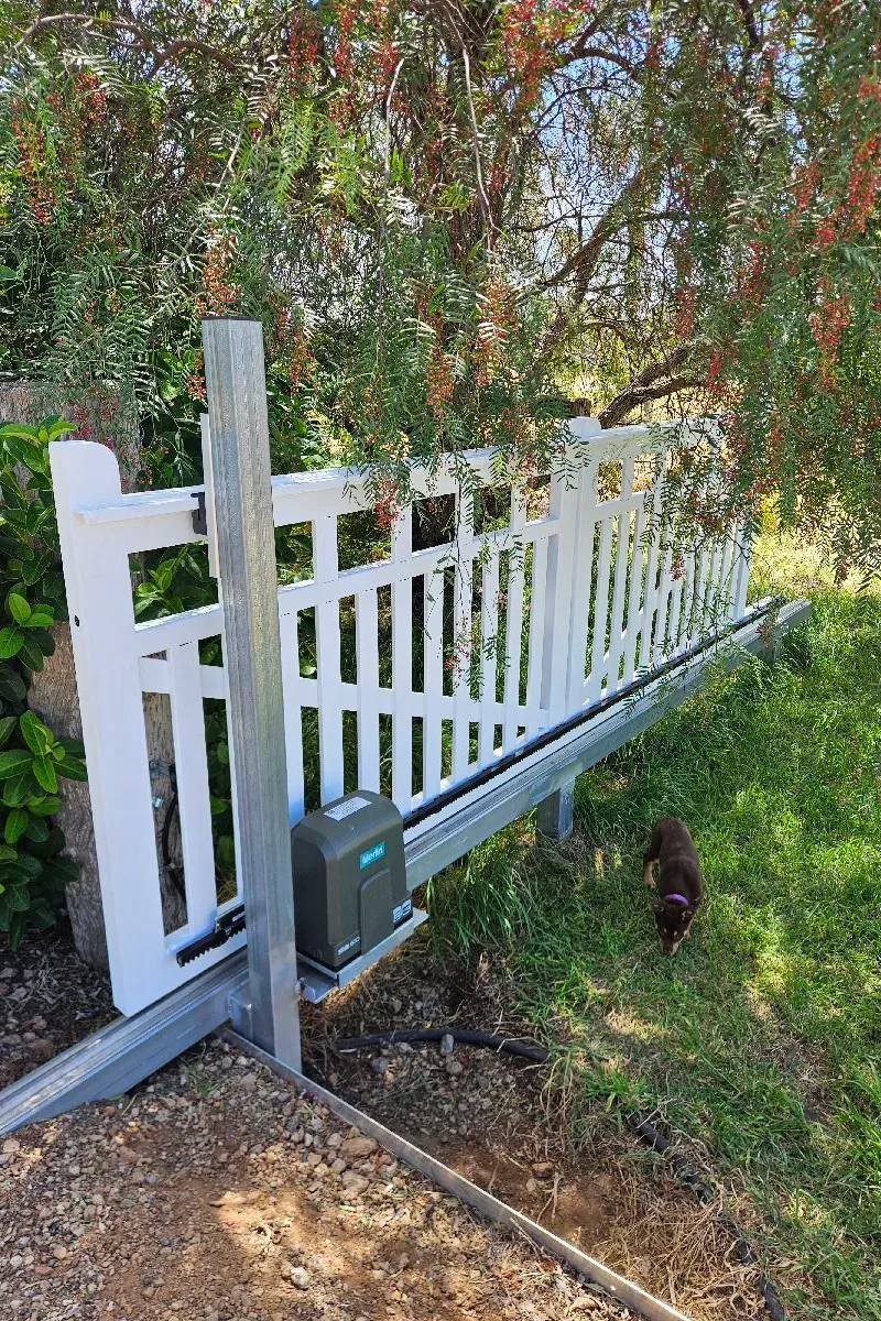 after White Powder-coated Steel Sliding Gate – Gate Vehicle Impact, Wyreema