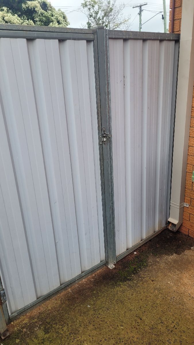 after White Colorbond + Galvanised Frame Swing Gate – Personal Access Gate Minor Repair, South Toowoomba