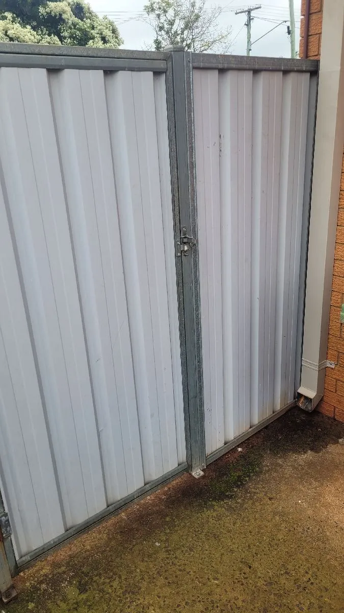 after White Colorbond + Galvanised Frame Swing Gate – Personal Access Gate Minor Repair, South Toowoomba