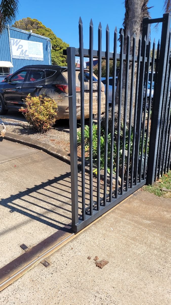 after Black Powder-coated Steel Sliding Gate – Gate Impact, Glenvale