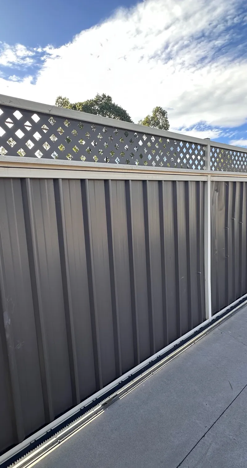 after Brown Colorbond + Lattice Sliding Gate – Walton repair, Dalby