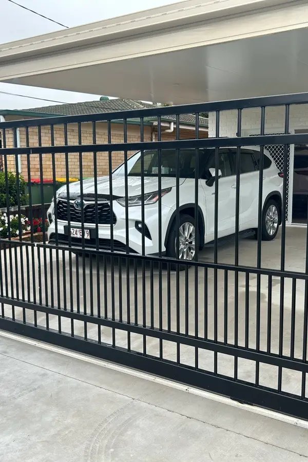 after Black Powder-coated Steel Sliding Gate – Fence Panels + Install customer supplied gate, Wilsonton