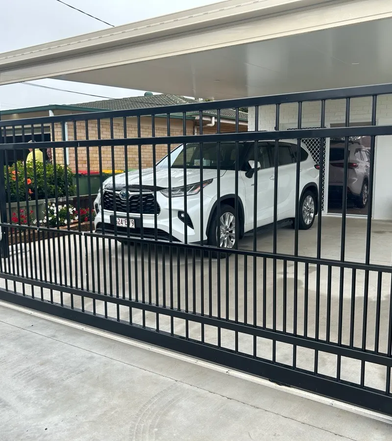 after Black Powder-coated Steel Sliding Gate – Fence Panels + Install customer supplied gate, Wilsonton