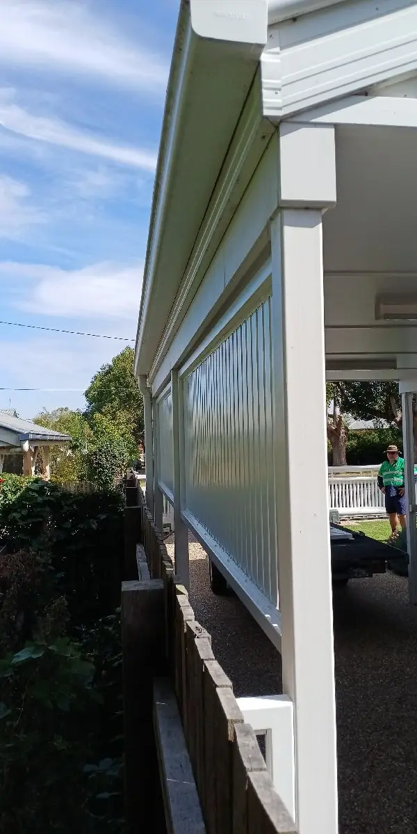after Satin White Powder-coated Aluminium Custom Door – Fab Screening Carport Sides, East Toowoomba