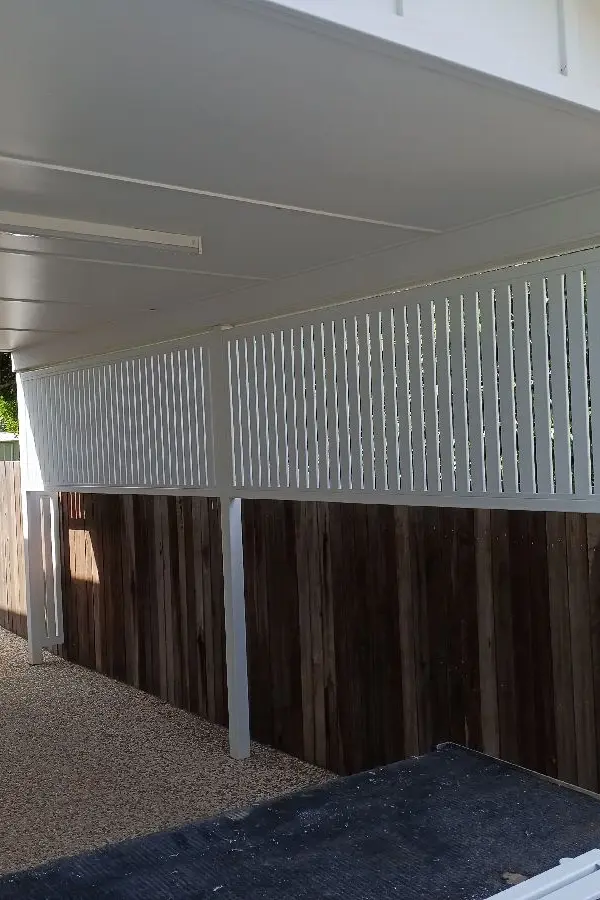 after Satin White Powder-coated Aluminium Custom Door – Fab Screening Carport Sides, East Toowoomba