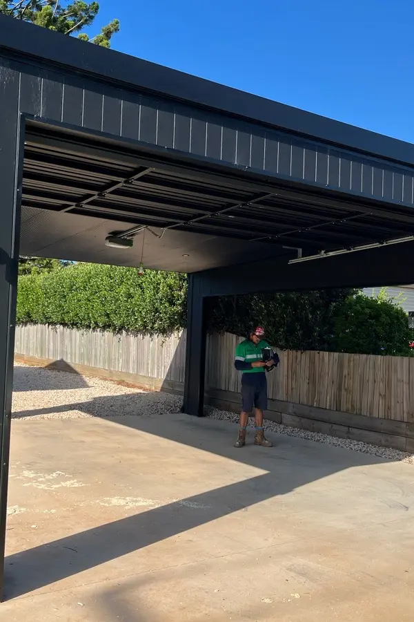after Black Powder-coated Aluminium Custom Door – Ventilated Door, East Toowoomba