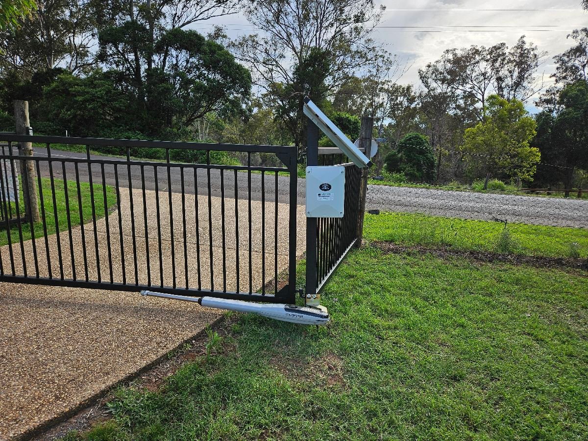 after Black Powder-coated Steel Swing Gate – Gate + Motor, Highfields