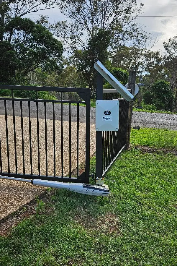 after Black Powder-coated Steel Swing Gate – Gate + Motor, Highfields