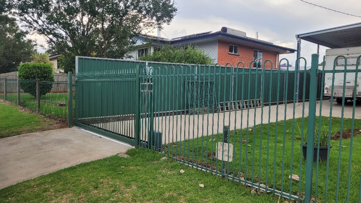 after Cottage Green Powder-coated Steel Sliding Gate – Slide Gate + Motor, Newtown