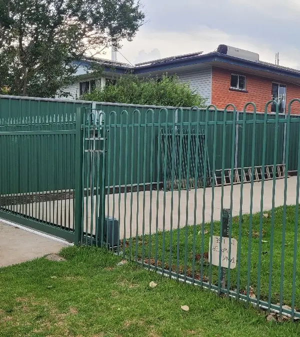 after Cottage Green Powder-coated Steel Sliding Gate – Slide Gate + Motor, Newtown