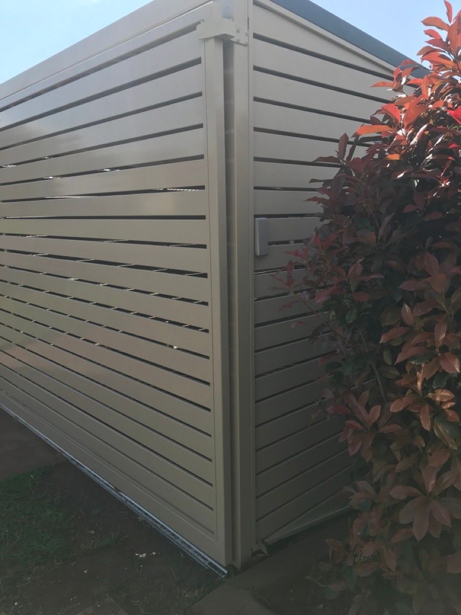 after Cream Powder-coated Aluminium Sliding Gate – Slide Gate, Centenary Heights