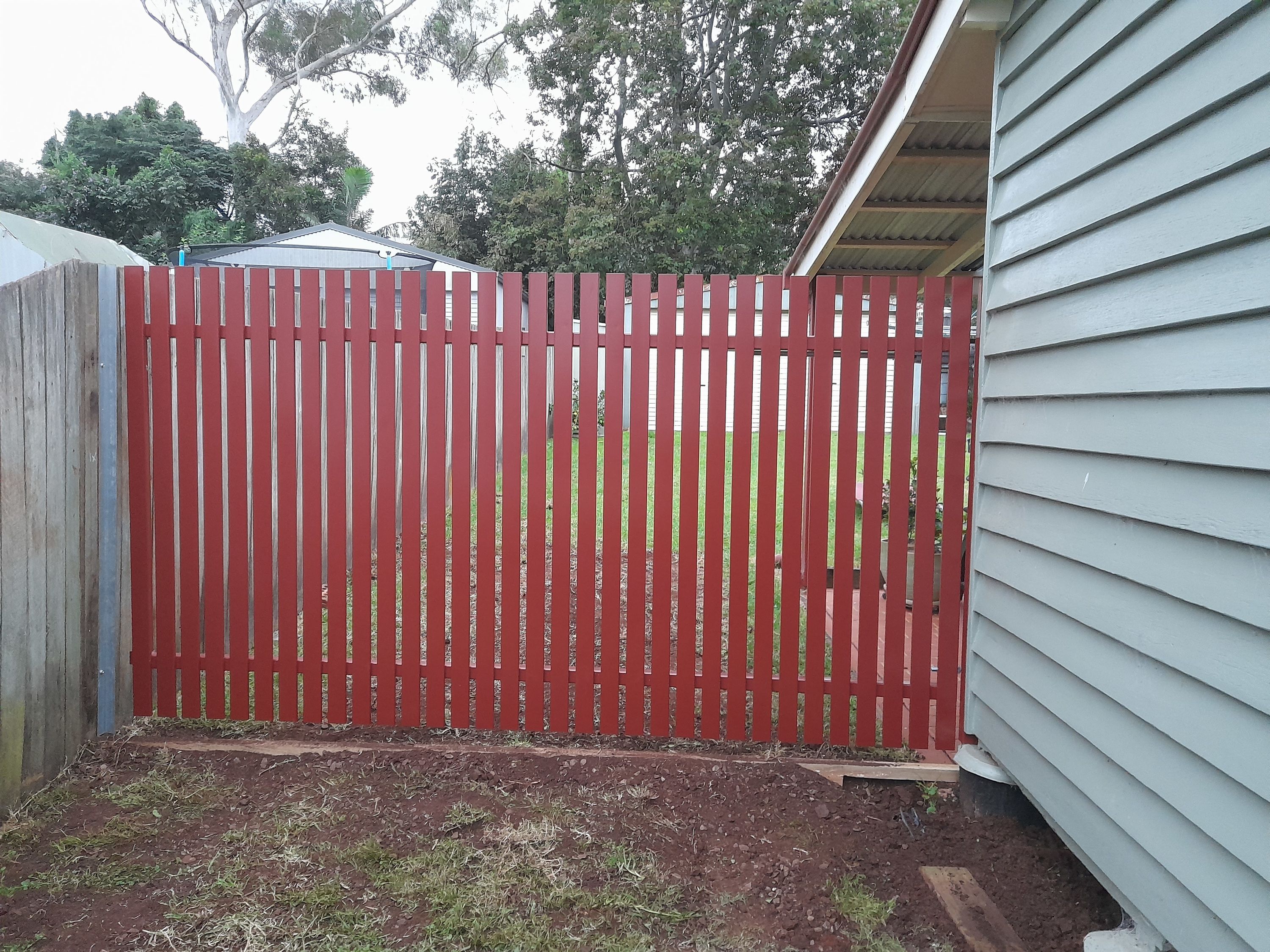after Manor Red Powder-coated Aluminium Swing Gate – Aluminium Swing Gate + Motor, Mount Lofty